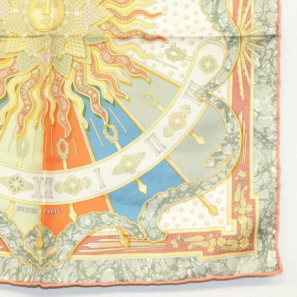 HERMES Carre 40 Scarf ""CARPE DIEM"" Silk Orange Auth - Picture 14 of 14
